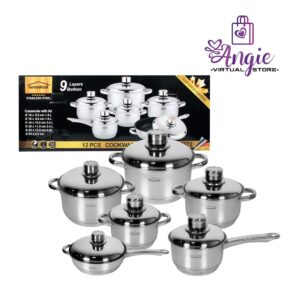 Bateria De Ollas 12 Piezas En Acero inoxidable