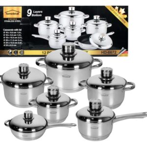 Bateria De Ollas 12 Piezas En Acero Quirurgico